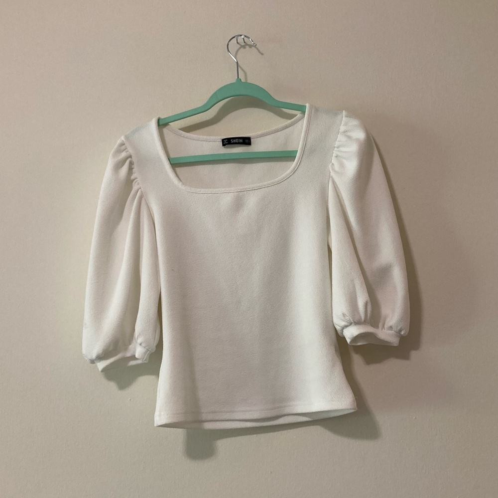 shein top, shirt, blouse white!! would look good tucked into high rise work pant